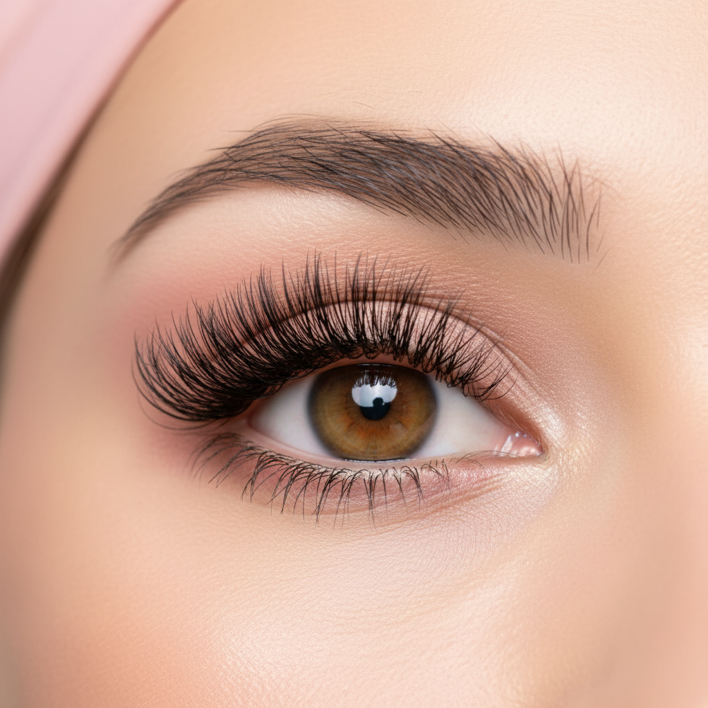 Primer plano de una mirada con extensiones de pestañas Anita Beauty Studio
